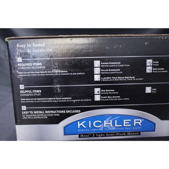 KICHLER Maui 2 light Semi-Flush Mount 76890 Model# 38088 New In Box - Picture 4 of 4